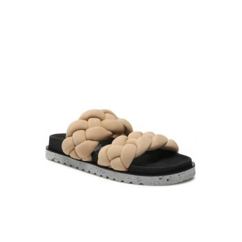 Papuci flip-flop dama -  Textil - Bej
