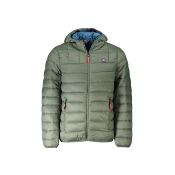 Geaca barbati matlasata cu 2 buzunare exterioare - gluga - logo - Regular Fit -  Verde -