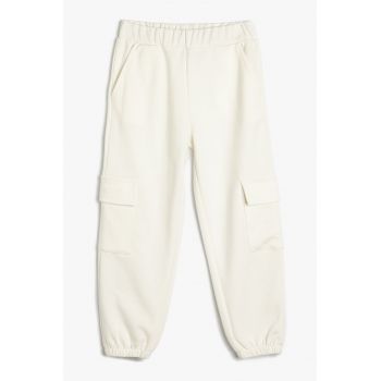 Pantaloni cargo de trening cu model uni