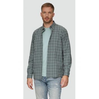 Camasa barbati cu imprimeu in carouri - croiala Regular fit -  Verde