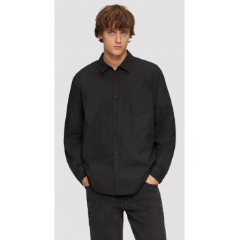 Camasa barbati cu maneca lunga - din bumbac - croiala Regular Fit -  Negru
