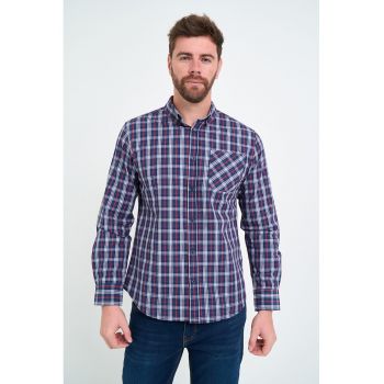 Camasa din bumbac cu model in carouri ieftina
