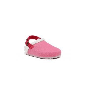 Papuci de casa pentru fete cu catarama -  Textil - Roz