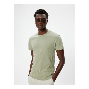 Tricou regular fit din bumbac cu decolteu la baza gatului