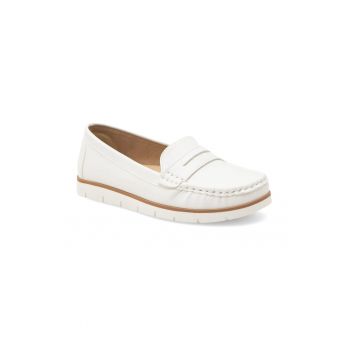 Mocasini dama -  391395 - Piele ecologica - Alb