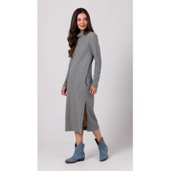 Rochie cu guler inalt -  Gri