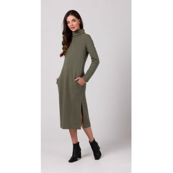 Rochie cu guler inalt -  Kaki