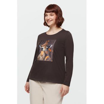 Bluza cu imprimeu si decolteu rotund