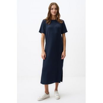 Rochie-tricou midi cu decolteu la baza gatului