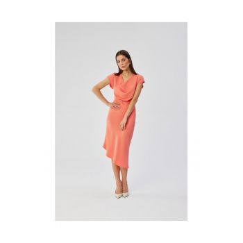 Rochie asimetrica cu decolteu in cascada -
