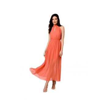 Rochie din sifon cu legaturi in jurul gatului -