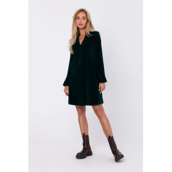 Rochie din velur cu decolteu in V -