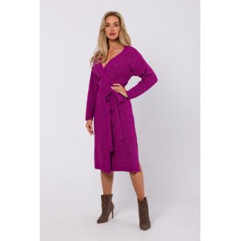 Rochie petrecuta legata in talie -  Roz zmeuriu -