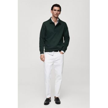 Bluza de trening cu model uni si guler polo