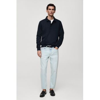 Bluza de trening cu model uni si guler polo