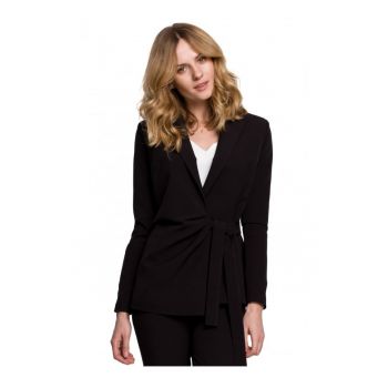 Blazer elegant  Cu curea - Poliester - Elastan - Negru