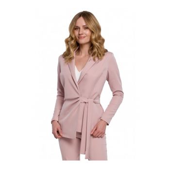 Blazer elegant  Cu curea - Poliester - Elastan - Roz