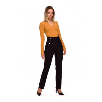 Pantaloni dama -  Poliester/Elastan-Negru