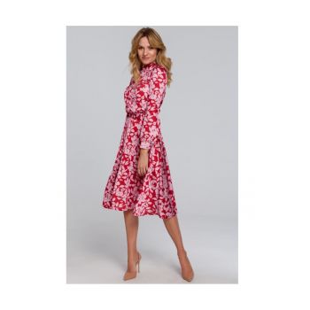 Rochie evazata cu imprimeu floral -  Poliester