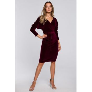 Rochie bodycon din catifea cu decolteu in V -