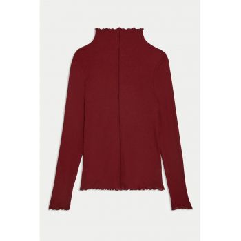 Bluza slim fit cu decolteu la baza gatului
