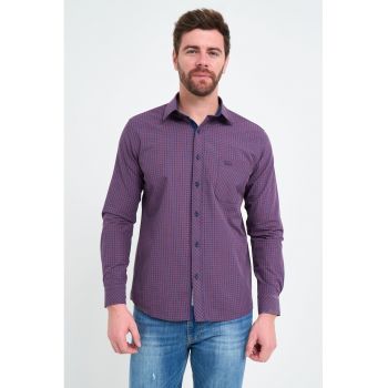 Camasa din bumbac cu model in carouri ieftina