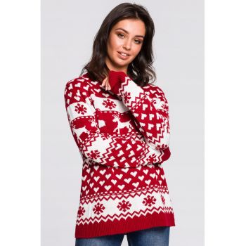 Pulover tricotat  cu model de Craciun
