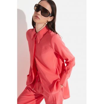 Camasa regular fit din amestec de modal cu maneci lungi