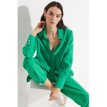 Camasa regular fit din amestec de modal cu maneci lungi