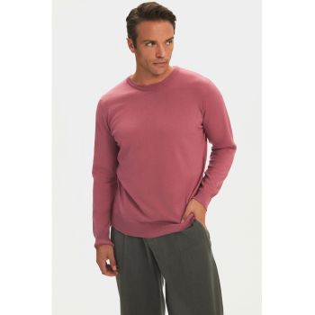 Pulover tricotat fin cu model uni
