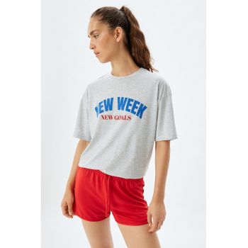 Tricou din amestec de bumbac cu text