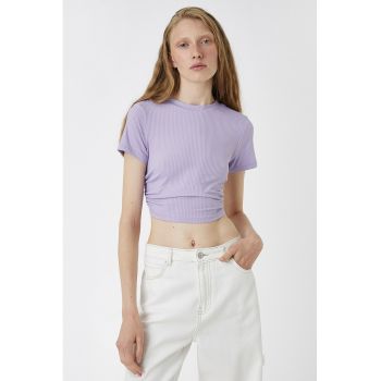 Bluza crop slim fit striata