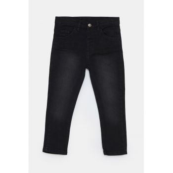 Blugi regular fit cu aspect decolorat