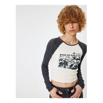 Bluza crop din amestec de bumbac