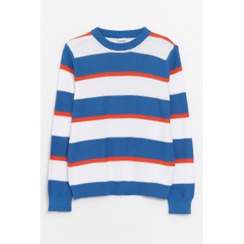 Pulover tricotat fin cu model in dungi