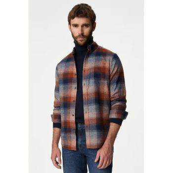 Camasa din bumbac cu model in carouri ieftina