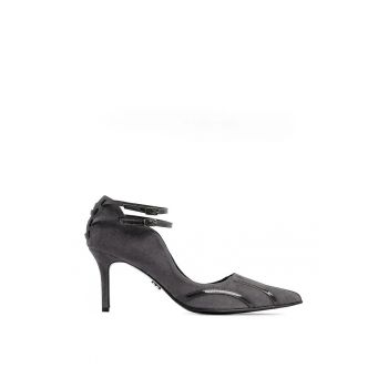 Pantofi dama  model 1527 piele velur gri - lac gri