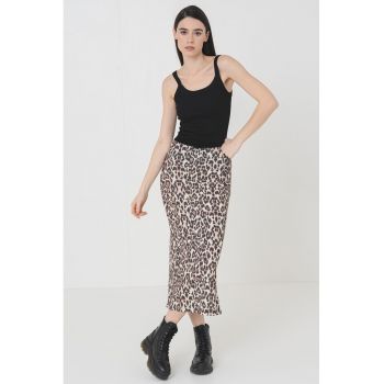 Fusta midi cu model animal print