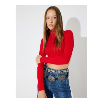 Pulover crop cu guler inalt
