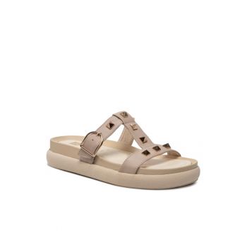 Papuci flip-flop cu tinte dama -  Piele naturala