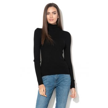 Pulover din tricot cu striatii si guler inalt Karol