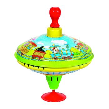 Goki Humming Top With Wooden Handle Train (53058)
