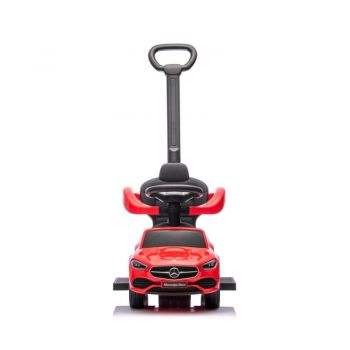 Masinuta copii fara pedale 3 in 1 Mercedes C-Class Deluxe Red Milly Mally, roti din cauciuc, scaun din piele ecologica, volan echipat cu sunete realiste, suport pentru picioare, bara de protectie, 12-36 luni
