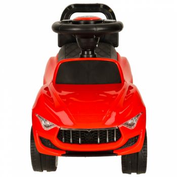 Masinuta pentru copii fara pedale Ikonka Red Baby Car, cu sunete si lumini, spatar inalt cu posibilitatea de impingere, spatiu de depozitare, 3-6 ani, greutate maxima admisa 30 kg