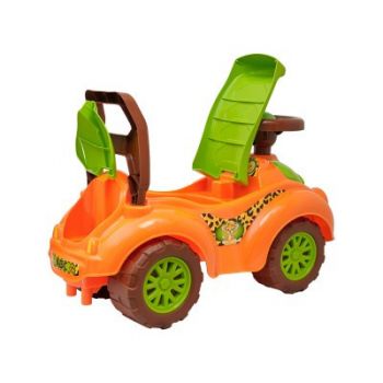 Masinuta fara pedale ride-on cu claxon tigru portocaliu TechnoK, potrivita pentru copii intre 1-3 ani, spatiu de depozitare sub scaun, greutate maxima suportata 20 kg