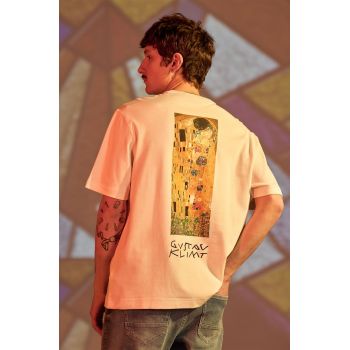 Medicine tricou din bumbac barbati, culoarea bej, cu imprimeu