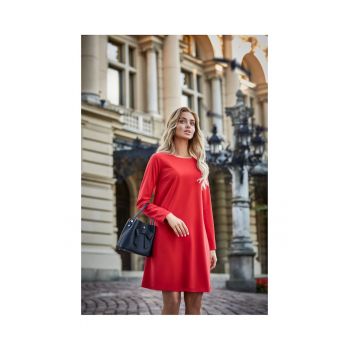Rochie cu sifon la spate -  Poliester/Vascoza - Rosu
