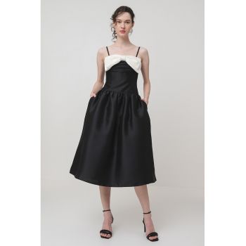 Rochie midi evazata cu funda