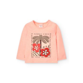 Bluza de bumbac cu insertie de dantela Sangallo