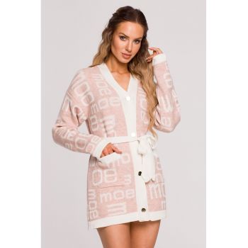 Cardigan cu buzunare aplicate -  Roz - ieftin